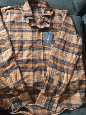 NWT Visitor Premium Men’s Plaid Flannel Shirt - Rust/Navy - Size [S]